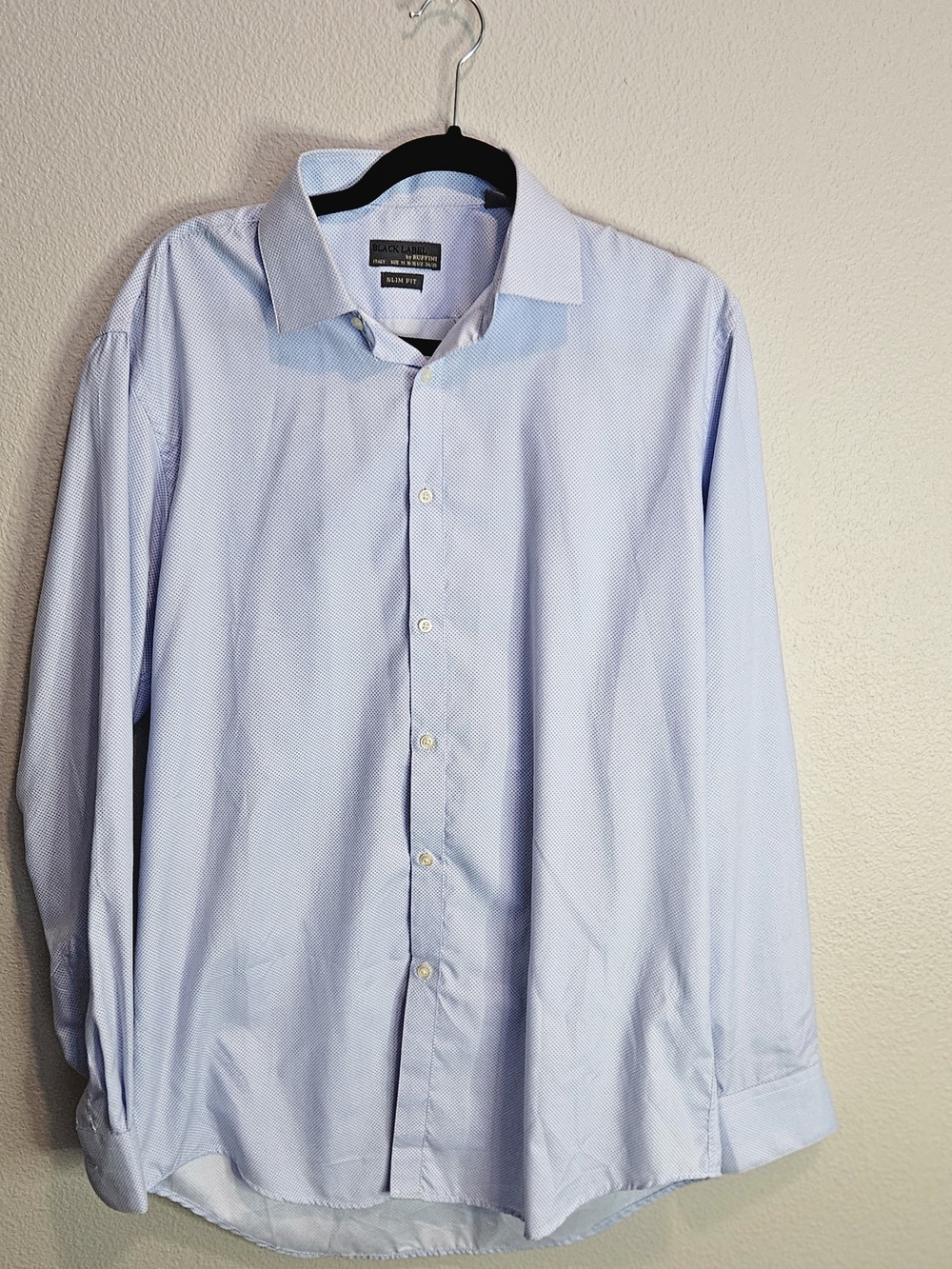 Black Label by Ruffini Slim Fit Blue Geometric Dress Shirt Medium 15-15.5